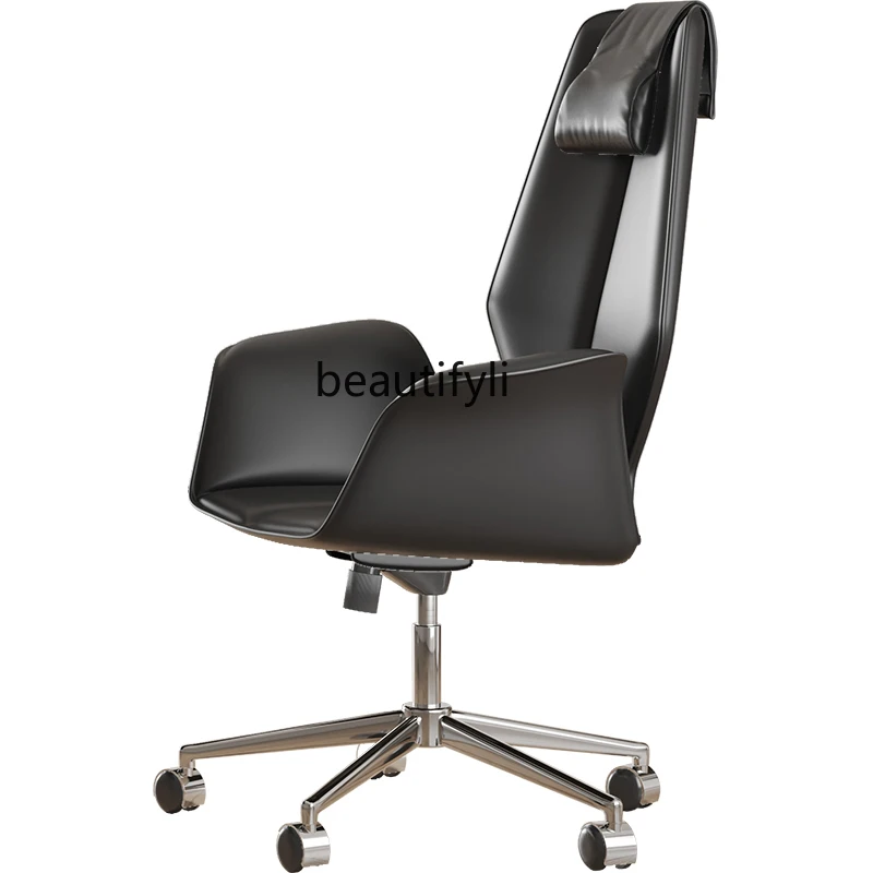 

Designer Italian minimalist leather office chair home study desk chair backrest computer chair