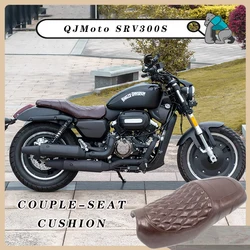 Couple-seat cushion Universal High Quality Vintage Motorcycle Seat Handwork Classic  Suture Grid Seat Cushion QJMOTO SRV300S 500