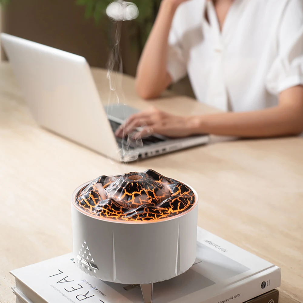 Difusor sem fio do aroma do bluetooth, difusor da fragrância, umidificador simulado da chama, casa audio do escritório