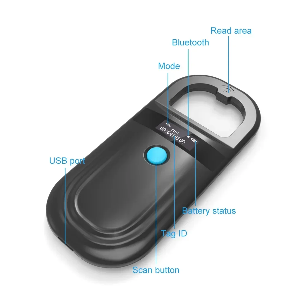 5YOA WS180 Handheld RFID Scanner Animal ID Reader OLED Display USB Microchip Scanner for ISO11784/5 Chip Pet Microchip Reading