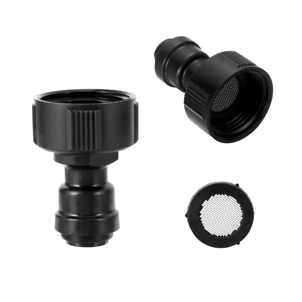 Image of 2 Stück 3/4 Zoll Innengewinde auf 8mm Schnellkupplungen mit Netzfilter für Garten-Bewässerungssysteme – Schnellanschluss-Schlauchadapter