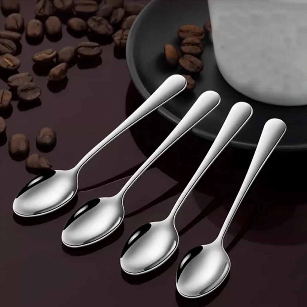 6/12/24PCS Stainless Steel TeaSpoons Cutlery set Creative Coffee Spoon For Ice cream Cake Dessert Scoop Tableware Dinnerware Set