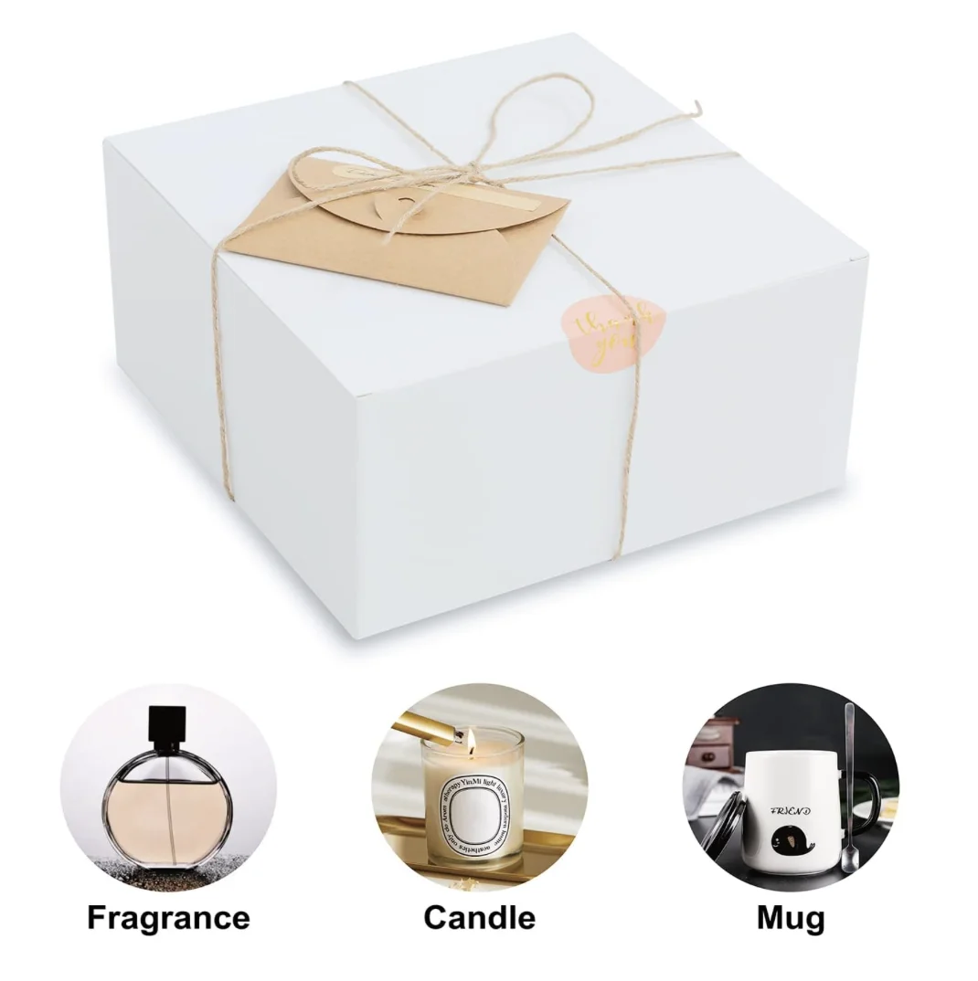 Scatole regalo in carta bianca con coperchi 8x8x4 lnches, confezione da 12, per confezioni regalo, scatola per proposta di damigella d\'onore,