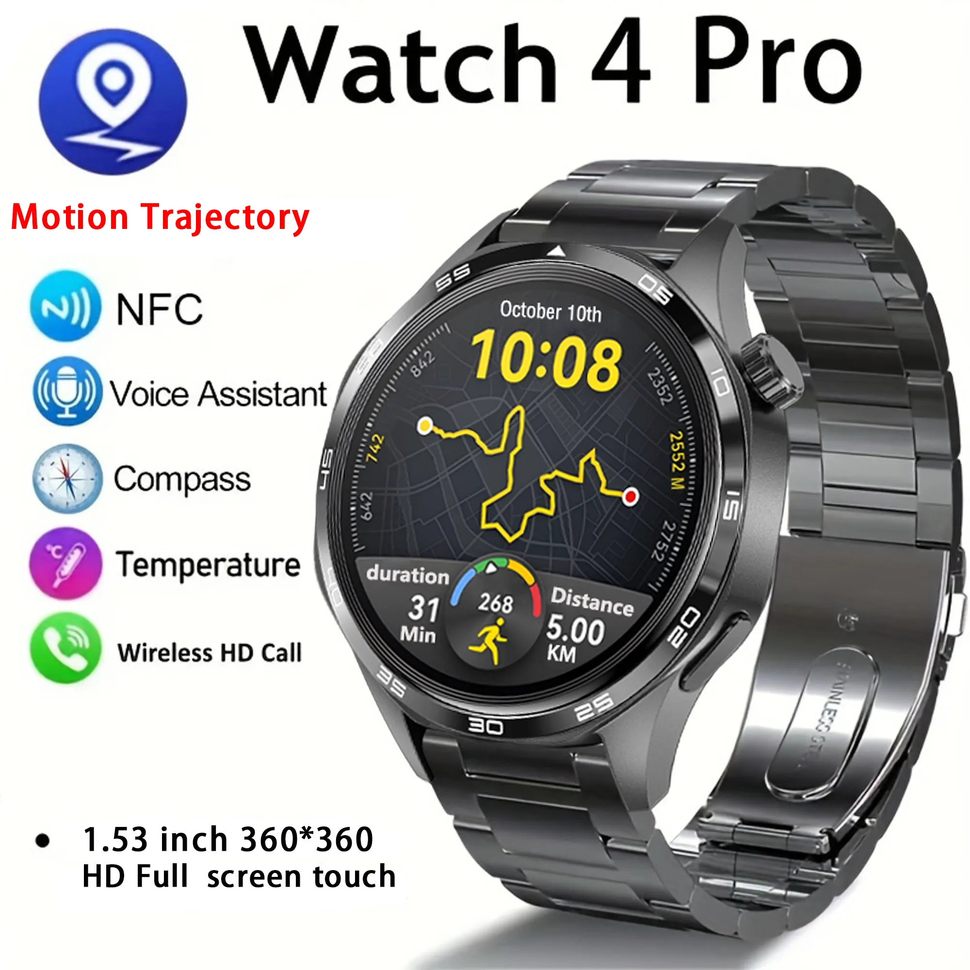 Watch GT5 PRO Smart Watch Men's GPS Motion Trajectory HD Screen Bluetooth Call NFC Multifunction Smartwatch Outdoor Sports Watch