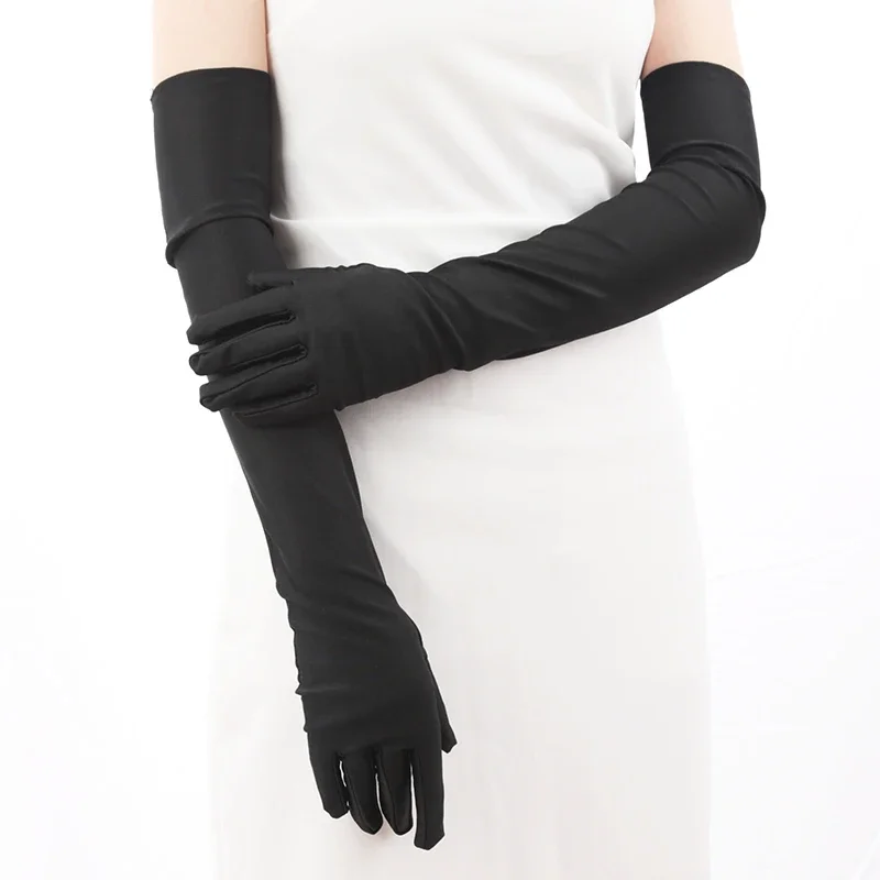 

Women's Mittens Long Gloves Classic Adult Black White Red Opera/Elbow/Wrist Stretch Satin Finger Flapper Gloves Matching Costume