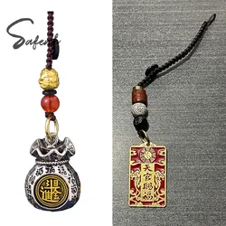 Taoist Blessed By Heavenly Officials Peace Bronze Medal Pendant For Attracting Wealth Pixiu Car Key Pendant Bag Charm