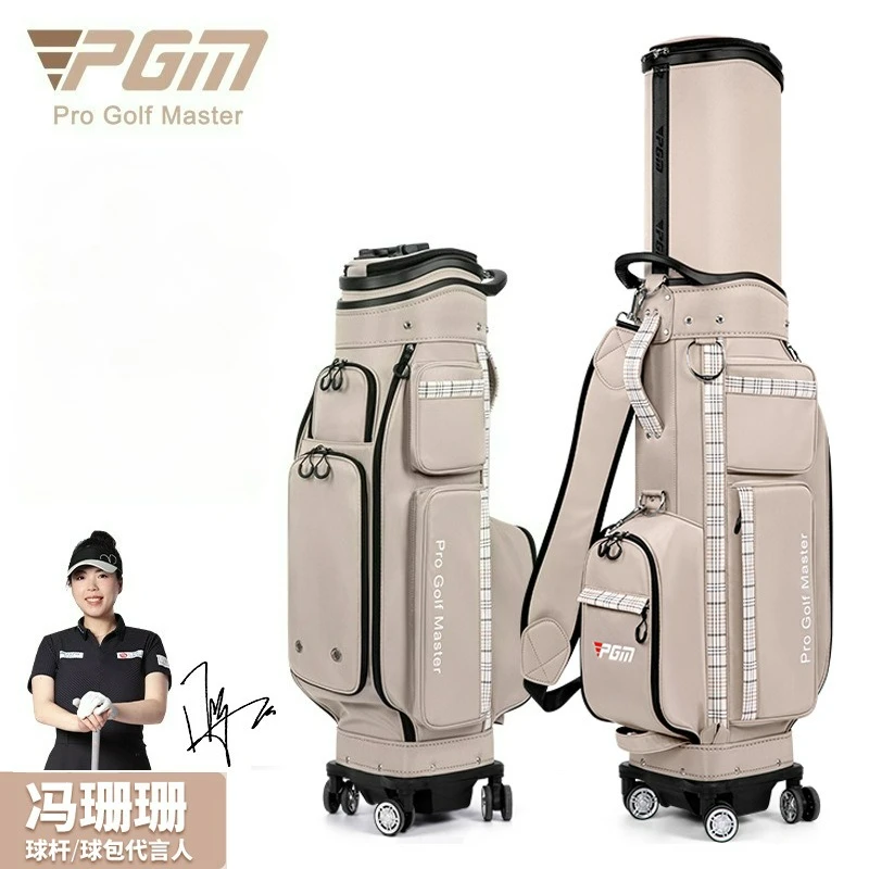 

Сумки для гольфа PGM, четырехколесная клюшка для самолета, женская сумка в клетку авиакомпании, женская водонепроницаемая эластичная сумка для гольфа с твердым корпусом QB181