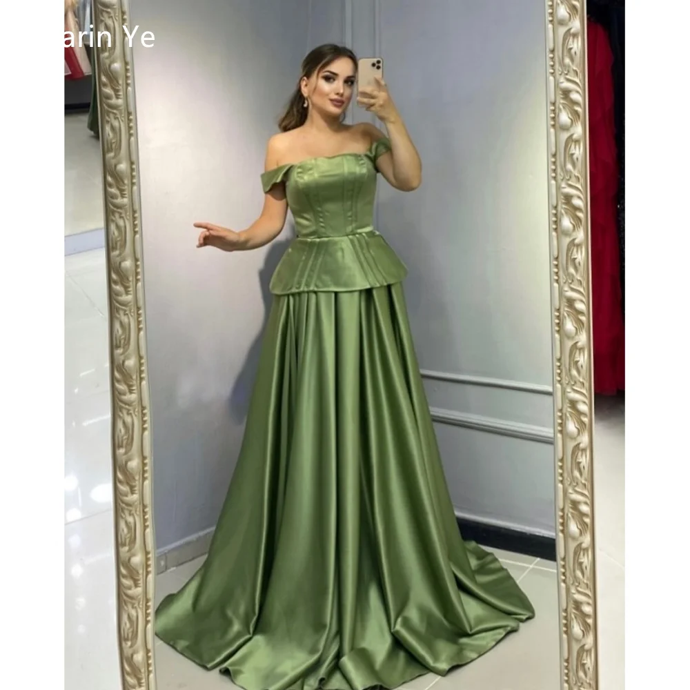 

Saudi Arabia Formal Dress Evening Dearin Off-the-shoulder A-line Floor Length Skirts Layered Draped Bespoke Occasion Dresses Pro