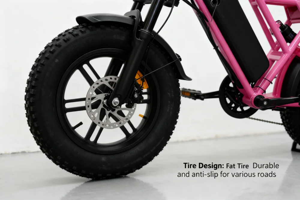 G60mini 350W 13AH Long Range With Pedal Through Pink Girls Electric Mountain Bike Full Suspension Hydraulic Brake Fat Tire