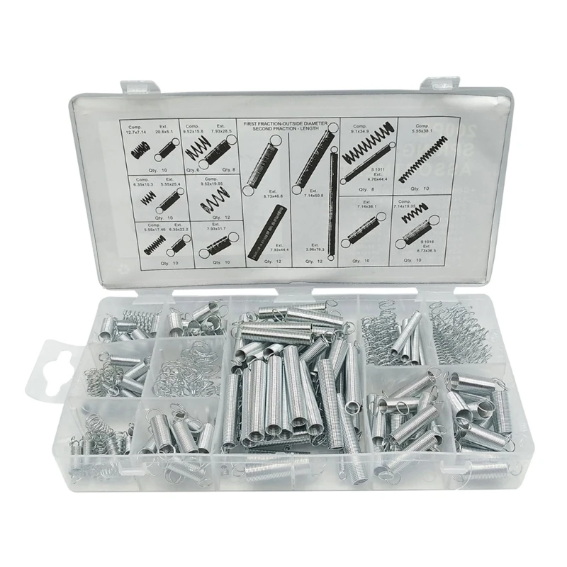 

200Pcs Spring Assortment Set Compressed Extended Storage Case for Repair DIY