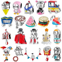 Fashion Rock Music 100% 925 Sterling Silver Circus Dessert Drink Beads Fit Original DIY Charm Bracelet Silver 925 Jewelry Making