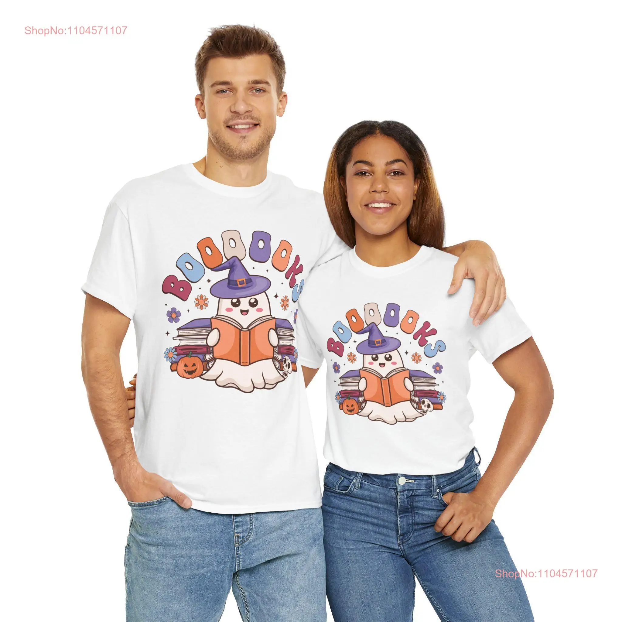 

Express delivery Cute Ghost Reading Booooks Halloween T Shirt Spooky Book Lover Fun Fall Design available