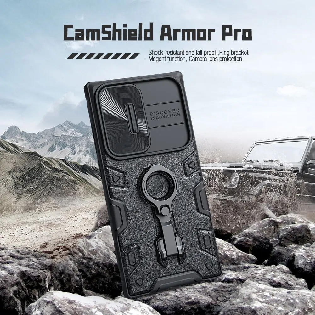 

Чехол NILLKIN для Samsung Galaxy S23 Ultra CamShield Armor Pro, Магнитный чехол для объектива камеры, нажимной выключатель, защитный чехол с защитой от падения