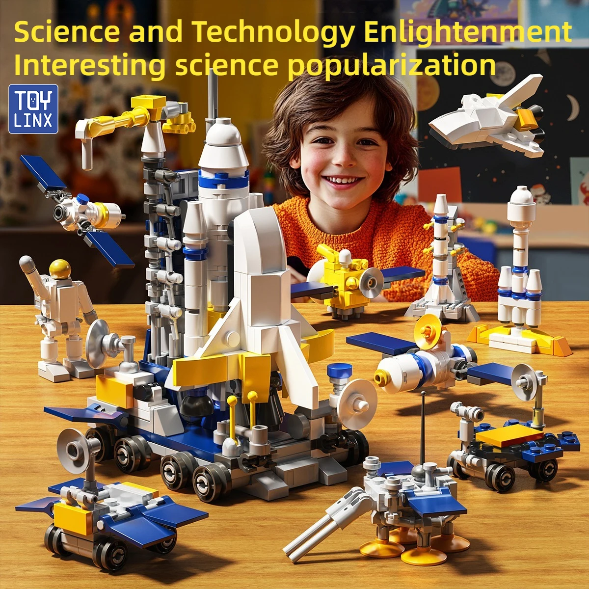 

TOYLINX 319 шт., строительные блоки для радиоуправляемого автомобиля, 10-в-1, сборка космического корабля, модель игрушки для детей, подарок на день рождения для мальчиков