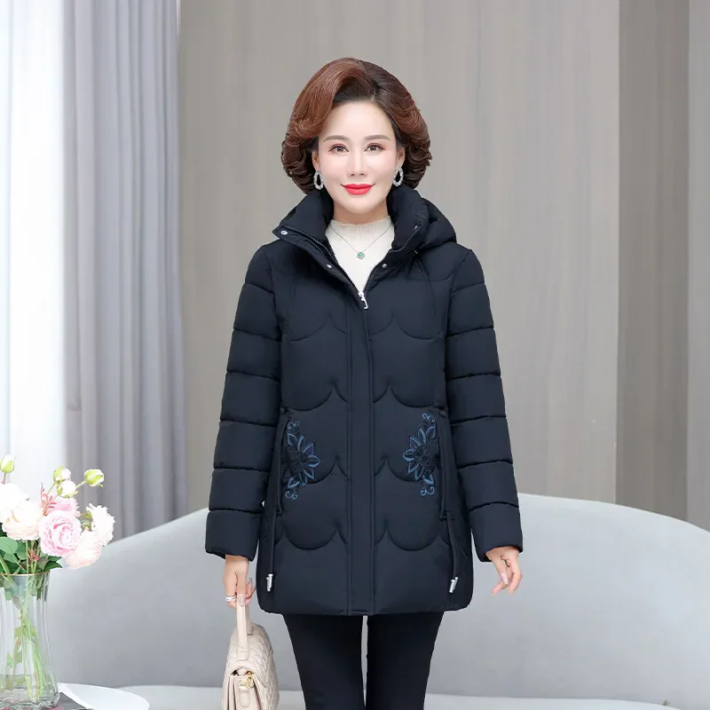 plus Size Velvet Thick Warm Parka Mid-Length Loose Fit Chic Cotton Coat with Removable Cotton-Padded Winter Outerwear for Women
