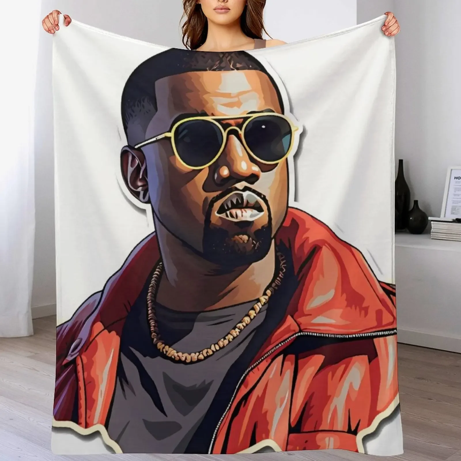 

kanye west Throw Blanket Decorative Sofa Polar Thins Vintage Blankets