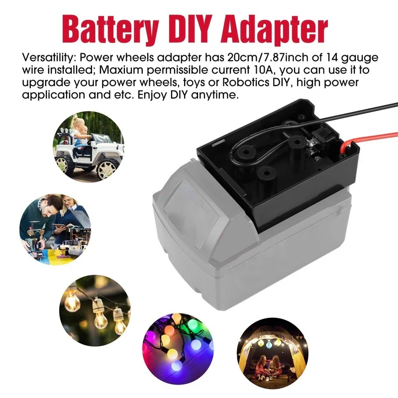 New 14.4-18V Li-Ion Battery Charger Adapter For Milwaukee/DeWalt Power Connector Dock Holder With 14 Awg Wires I/O Switch