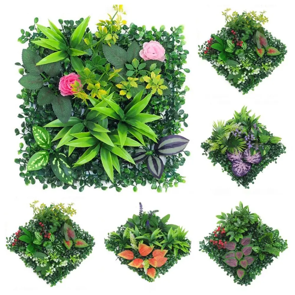 DIY Artificial Plant Wall Panel Lifelike Durable Artificial Eucalyptus Carpet No Watering 25*25cm Artificial Fern Grass