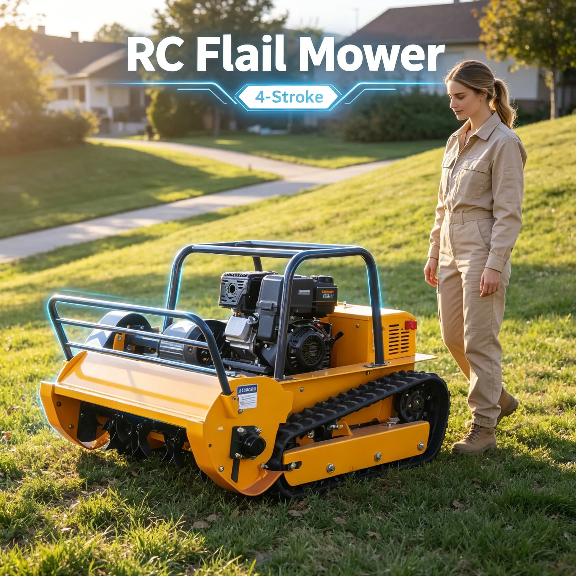 Customized 80cm 100cm 120cm Flail Grass Cutter Powerful Diesel Engine Home Garden Use Remote Control Lawn Mower