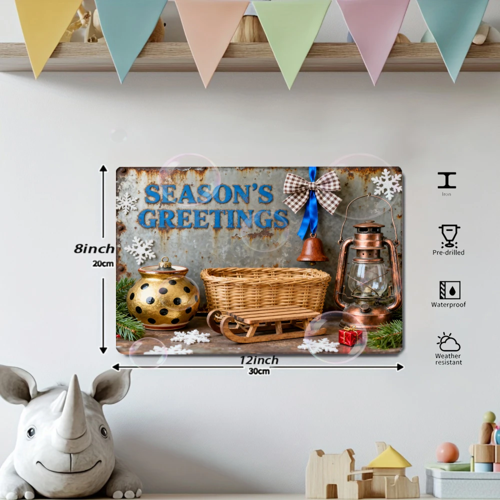 Retro metal decorative painting , 8x12 inches ,Home decoration, Christmas atmosphere, daily gifts ,Greetings pattern