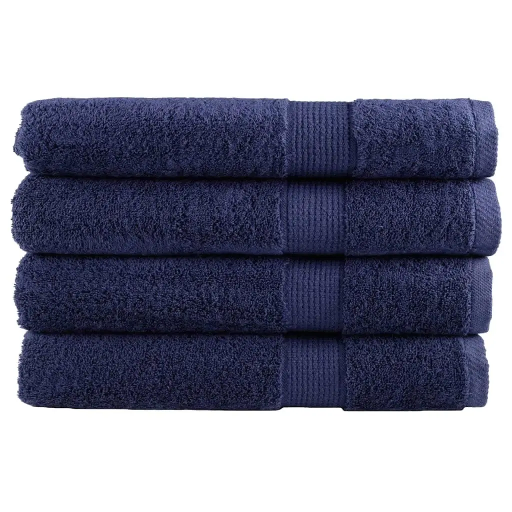 4-Pack SOLUND Premium Navy Blue Sauna Towels, 80x200cm, 600gsm - Quick-Dry & Ultra-Soft