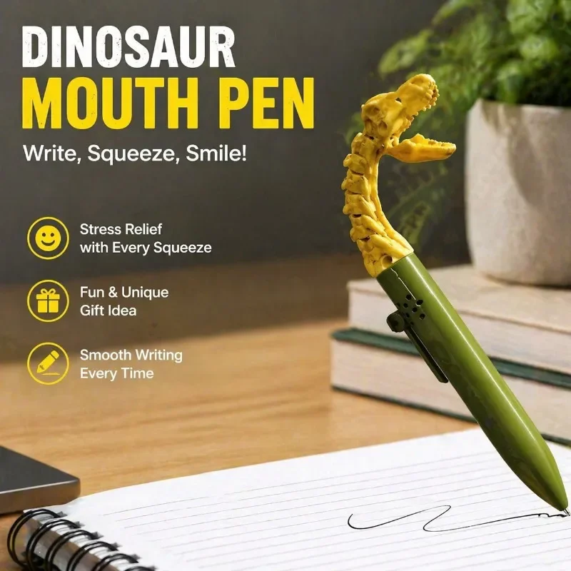 Dinosaur Skeleton Ballpoint Pen Stress Relief Fidget Toy Realistic Bone Design Creative Writing Pen for Kids Office School