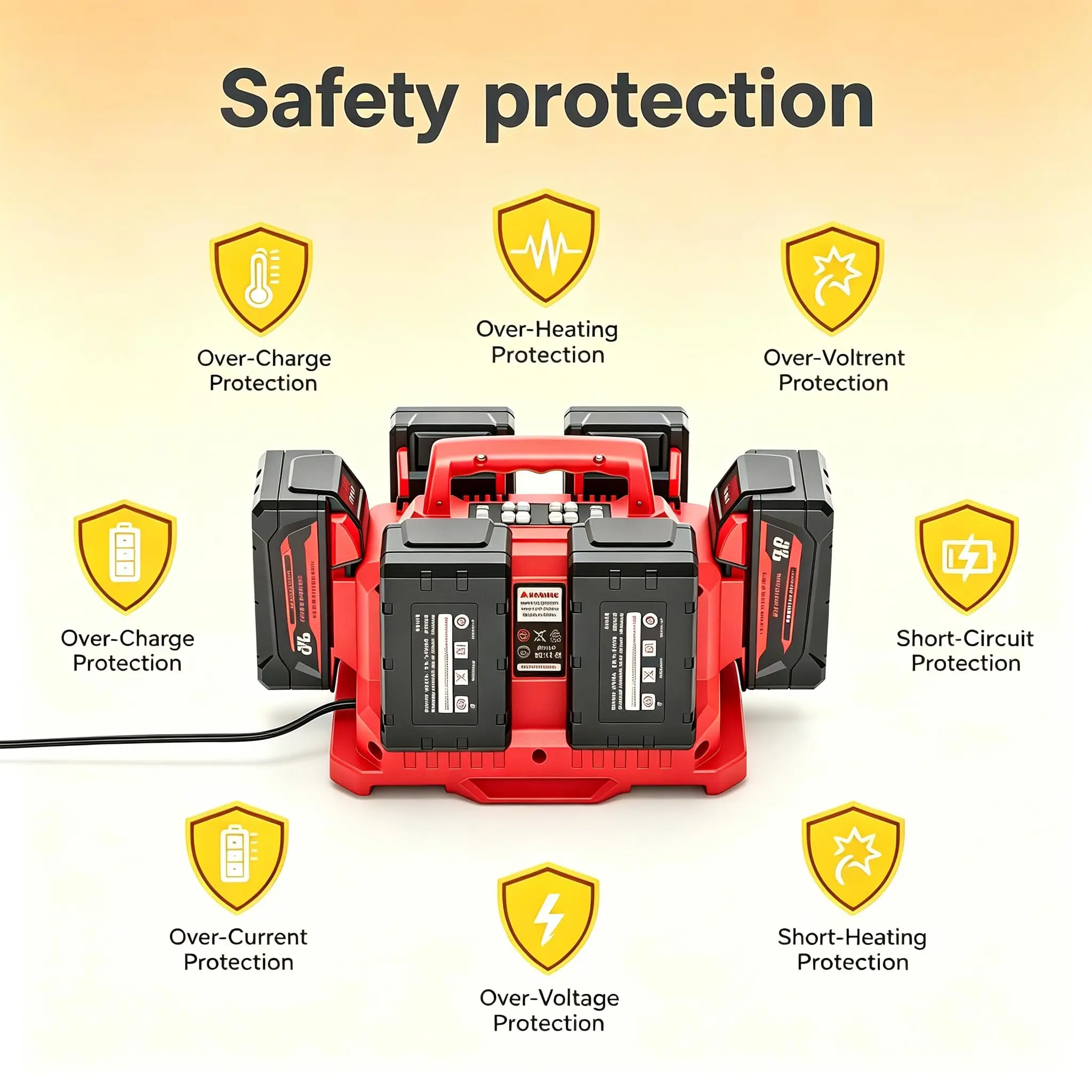 Multi Battery Charger for Milwaukee M18 18V Lithium Battery 6 Port Sequential Fast Charger for Milwaukee M18 Battery Replacement