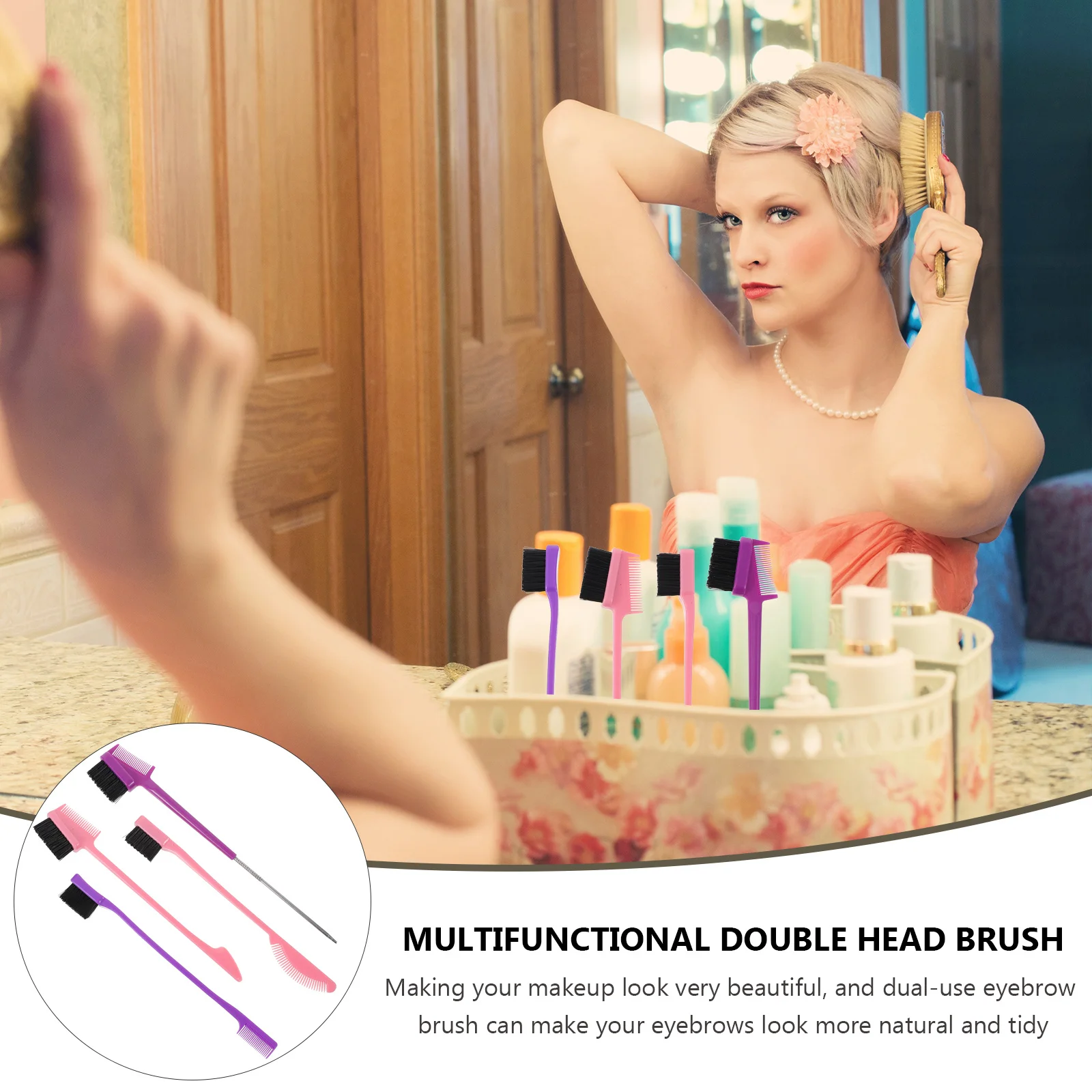 4 個の眉毛グルーミングブラシ、定義された眉毛とカールしたまつげのための両用まつげコーム、高品質の ABS とナイロン素材