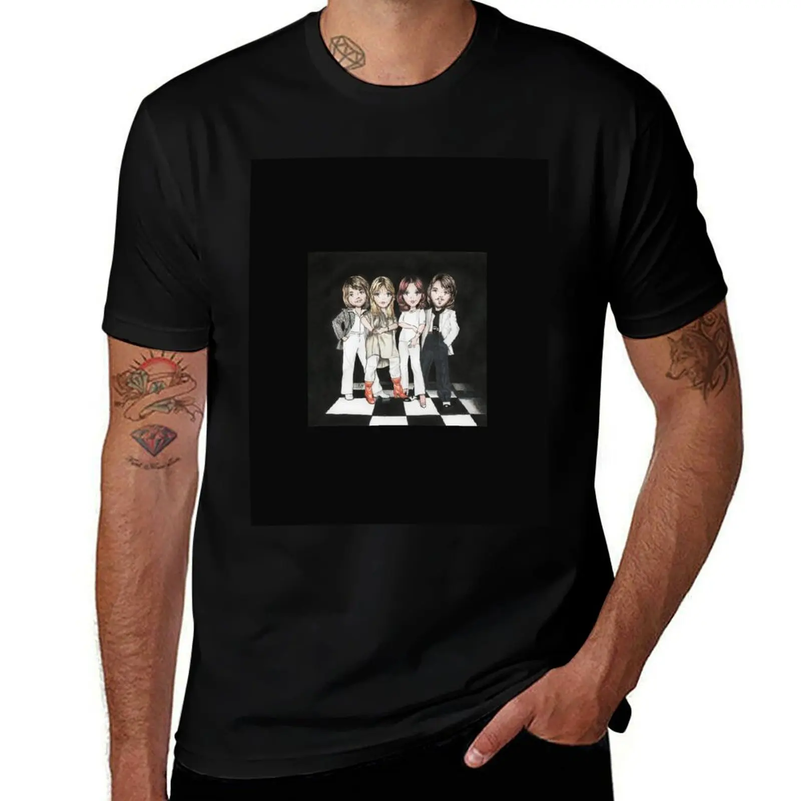 

Chessboard floor T-Shirt anime plus size clothes T-shirts oversize customizeds outfits for men