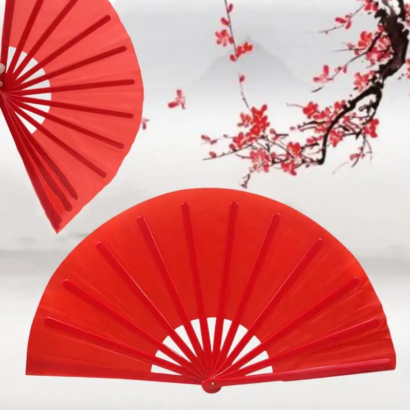 Large Kung Fu Sound Fan Plastic Bone Martial Arts Performance Elegant Hand Folding Stage Fan Opera Magic Props Summer Cool Fans