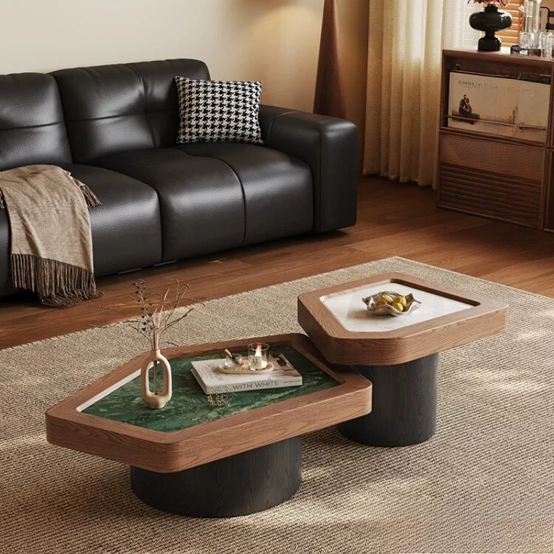 CX medieval style coffee table living room household small apartment high-end walnut special-shaped side table