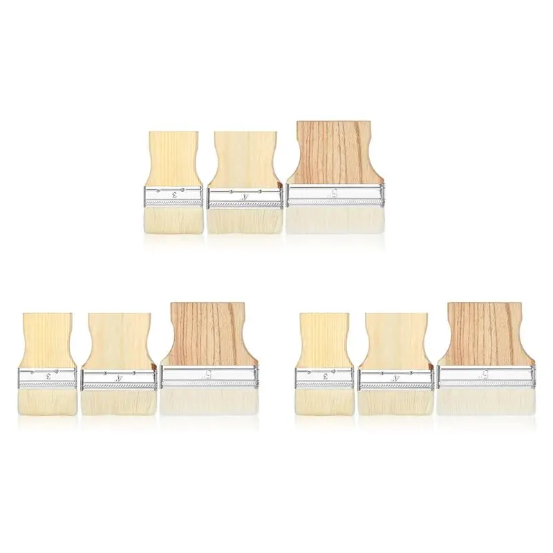 Delicate Texture-9 Pcs Flat Paddle Paint Brush Set,Wide Paint Brush Large Paint Brush 3/4/5 Inch Paint Brush For Oil And Acrylic