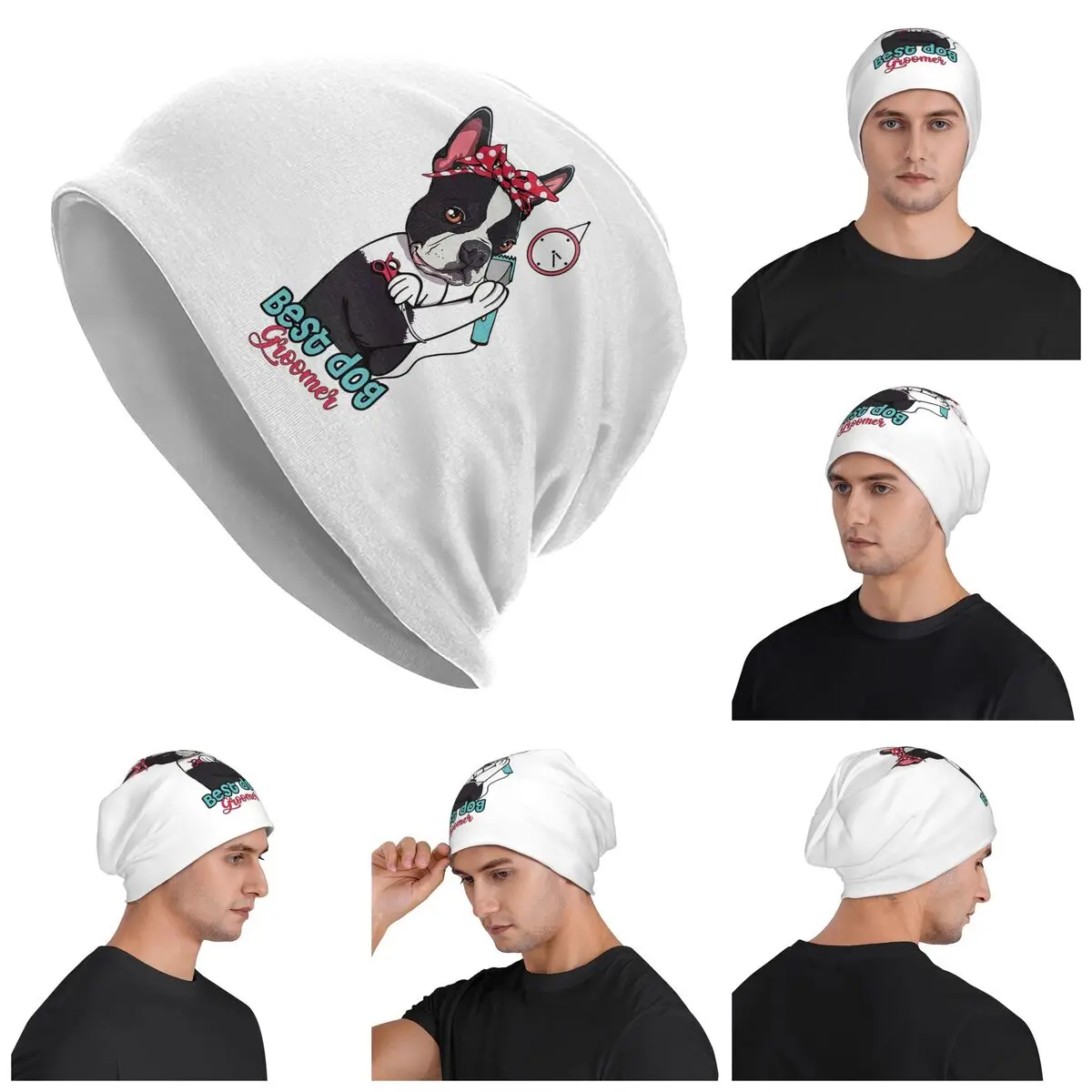 

Cute Dog Groomer Gift For Women Dog Grooming Warm Knitted Cap Fashion Bonnet Hat Autumn Winter Outdoor Beanies Hats Men Women