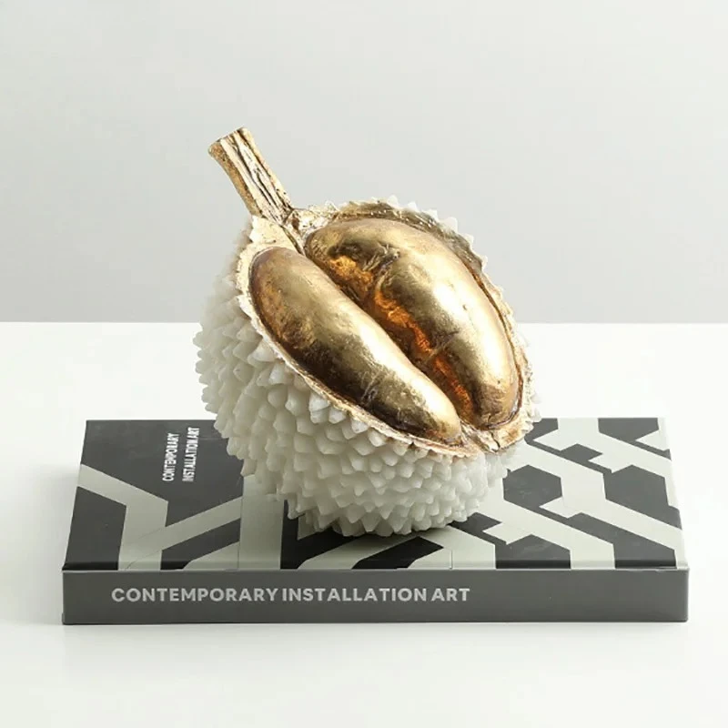 Creative Simulation Gold-plated Durian Ornaments Desk Decoration Artwork Golden Durian Resin Sculpture Room Aesthetic Decor