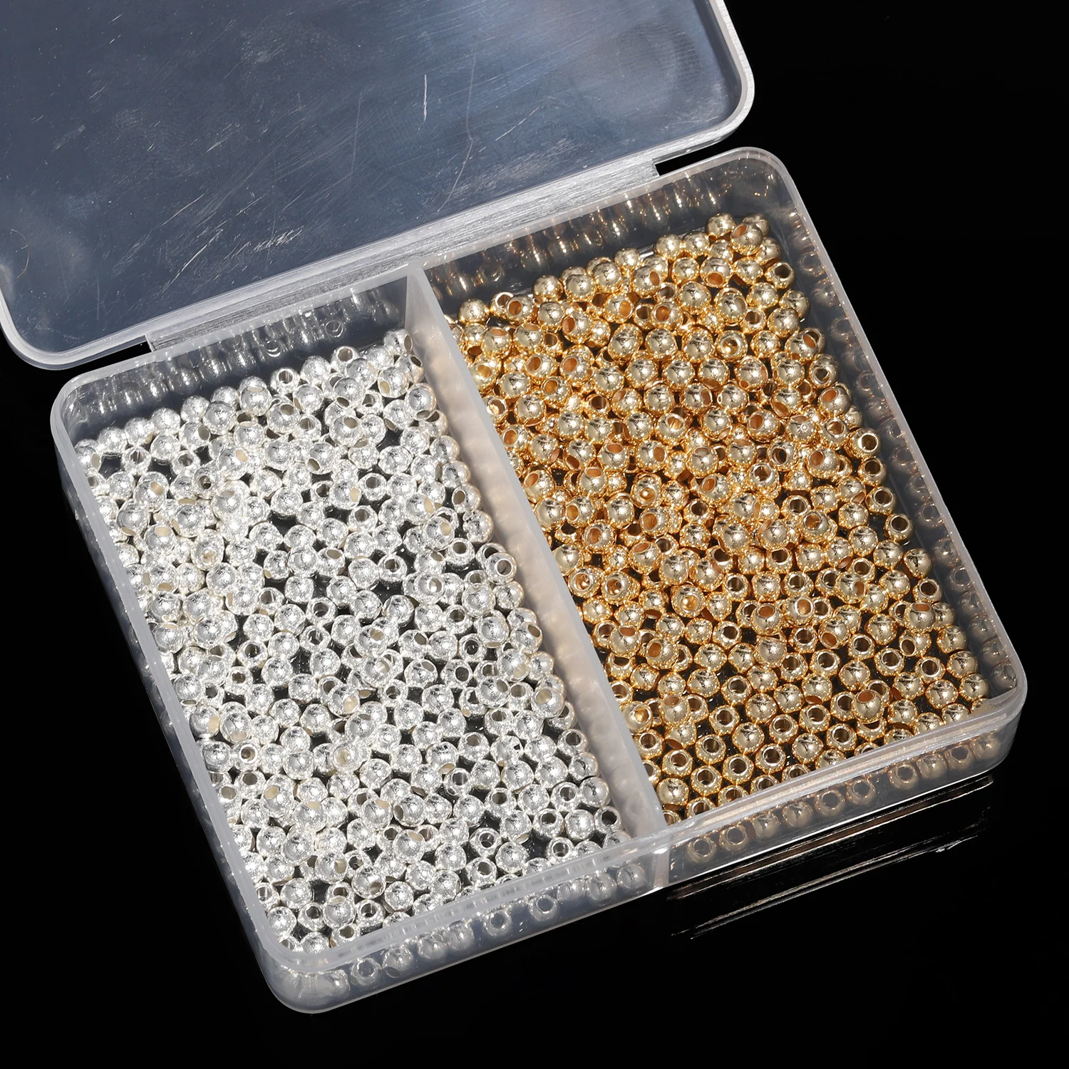 3/4/6/8/10/12mm Box Golden Slivery Mixed CCB Round Loose Beads Handmade Jewelry For Making DIY Bracelet Necklace Accessories