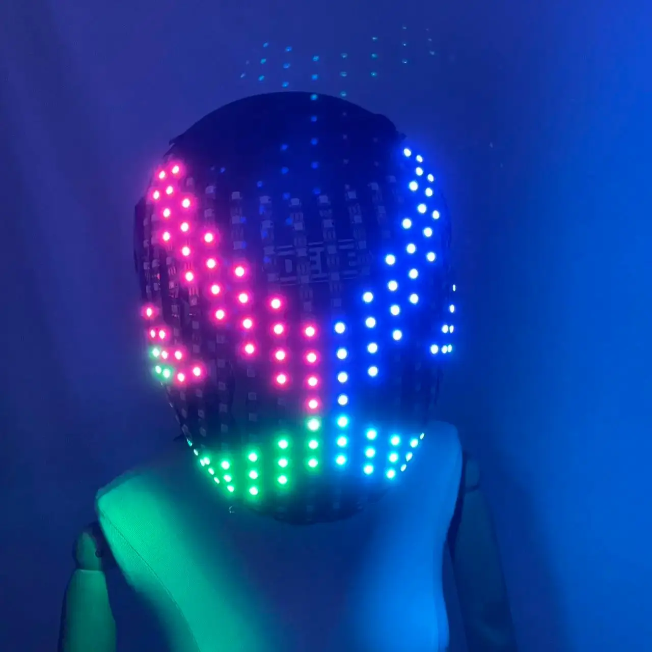 LED Helmet USB Rechargeable Flashing Light Up Multicolor DJ Rave Party Helmet for Christmas Holiday Dance Show Performance Wear