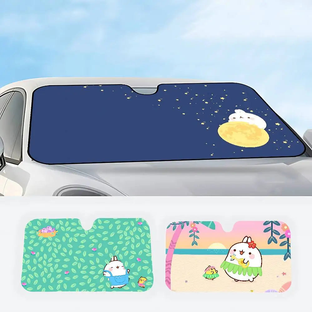 

Симпатичный автомобильный солнцезащитный козырек A-Molang-S, автомобильный солнцезащитный козырек, универсальный складной козырек на ветровое стекло