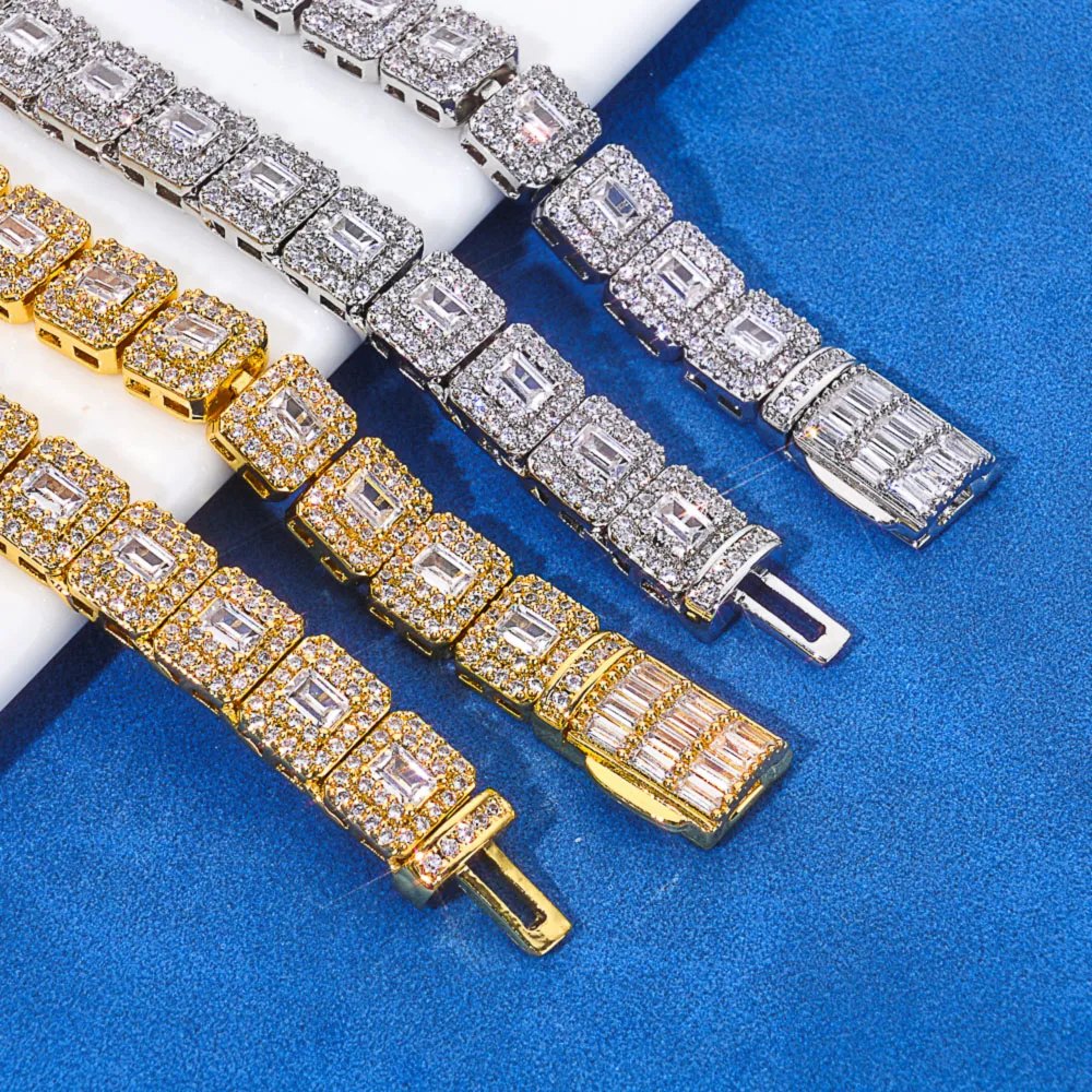 

HHIOK Hip Hop Style 7.5mm New Iced Mixed Seting Tennis Chain 5A Cubic Zirconia Miami Fashion Couple Jewelry Bracelet