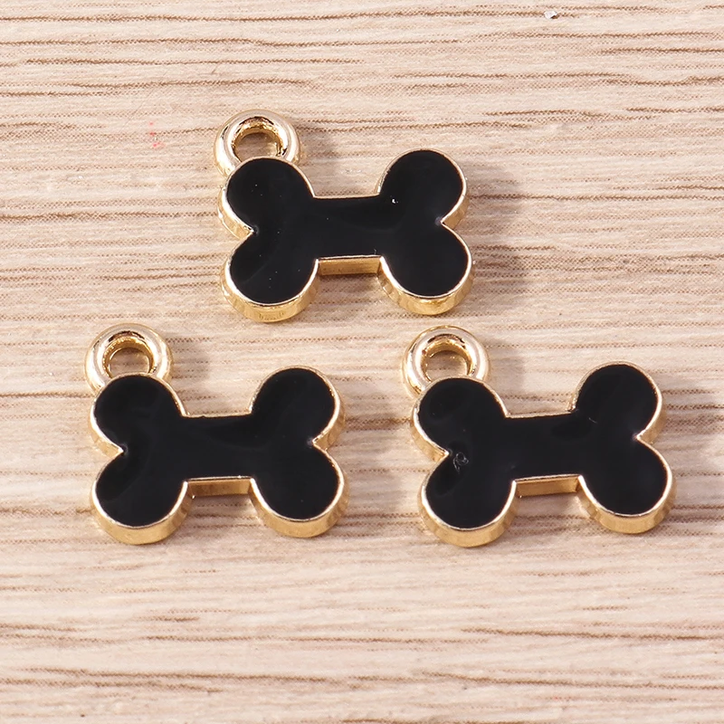10 Stück 12x11mm Cartoon Emaille Hundeknochen Charms Anhänger für Schmuckherstellung Tropfen Ohrringe Halskette Armbänder DIY Bastelzubehör – Detail 6
