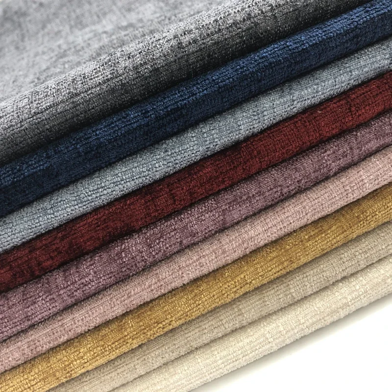 High Quality Wear Resistant Chenille Yarn Sofa Fabric Solid Color Soft Suede Dining Chair Cover Soft Bag Cushion Fabric DIY Home