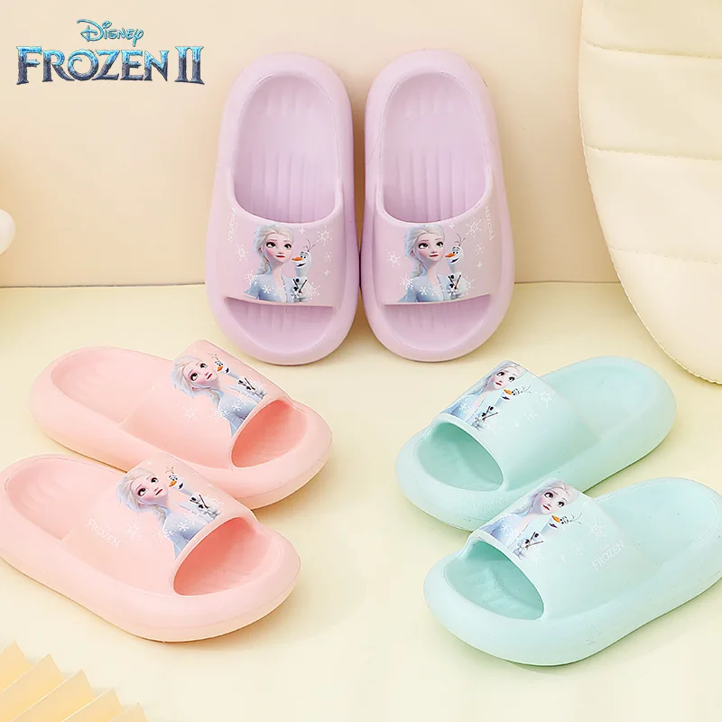 

Disney Frozen Summer Girls Slippers Plush Shoes Non Slip Soft Sole Indoor Outdoor Bathing Sandals Breathable Beach Drag Sneakers