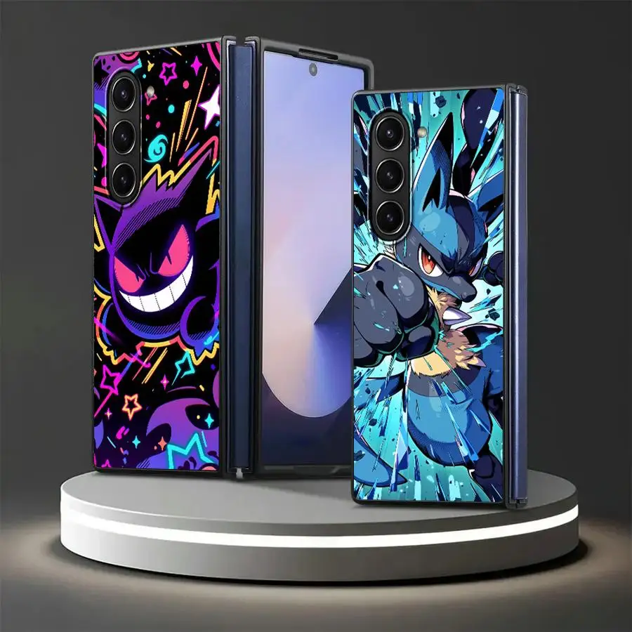 Anime Pokemon Gengar Hülle für Samsung Galaxy ZFold3 ZFold6 ZFold4 ZFold5 Z Fold 7 6 5 4 3 ZFold7 Rückseitige Telefonabdeckung