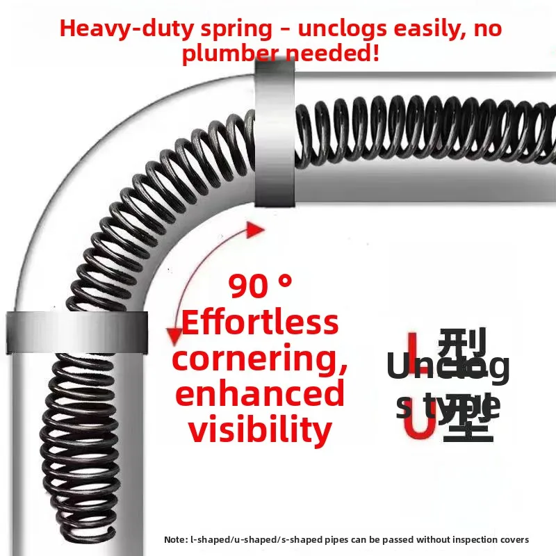 بالوعة المرحاض استنزاف Unblocker أنابيب الصرف الصحي المكبس نعرات 3-5 متر يده للتمديد الحمام أدوات تنظيف المطبخ