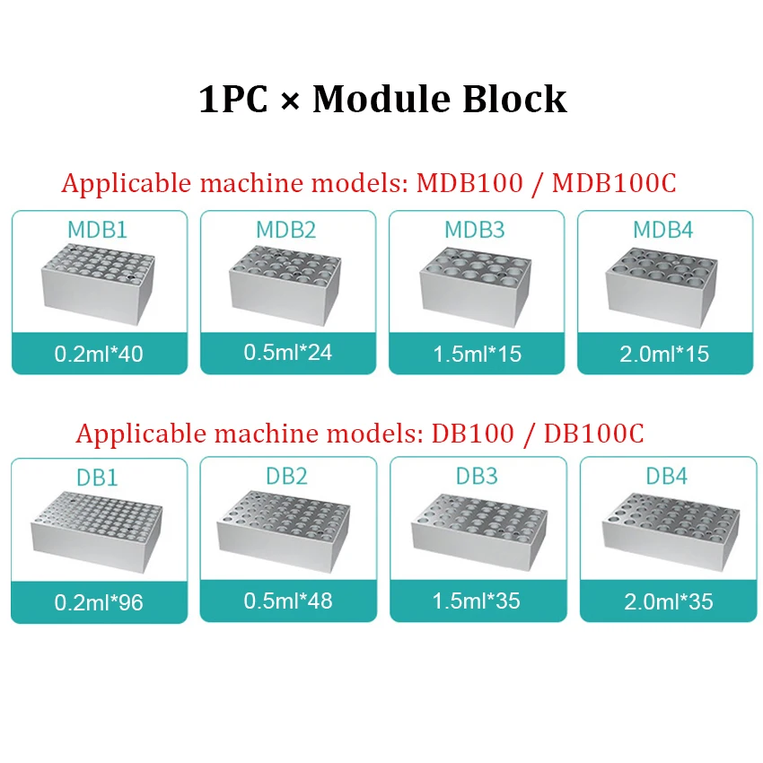 1PC Module Block for Mini Dry Bath Incubator Heating Module Block for MDB100 / MDB100C / DB100 / DB100C Lab Metal Bath Incubator