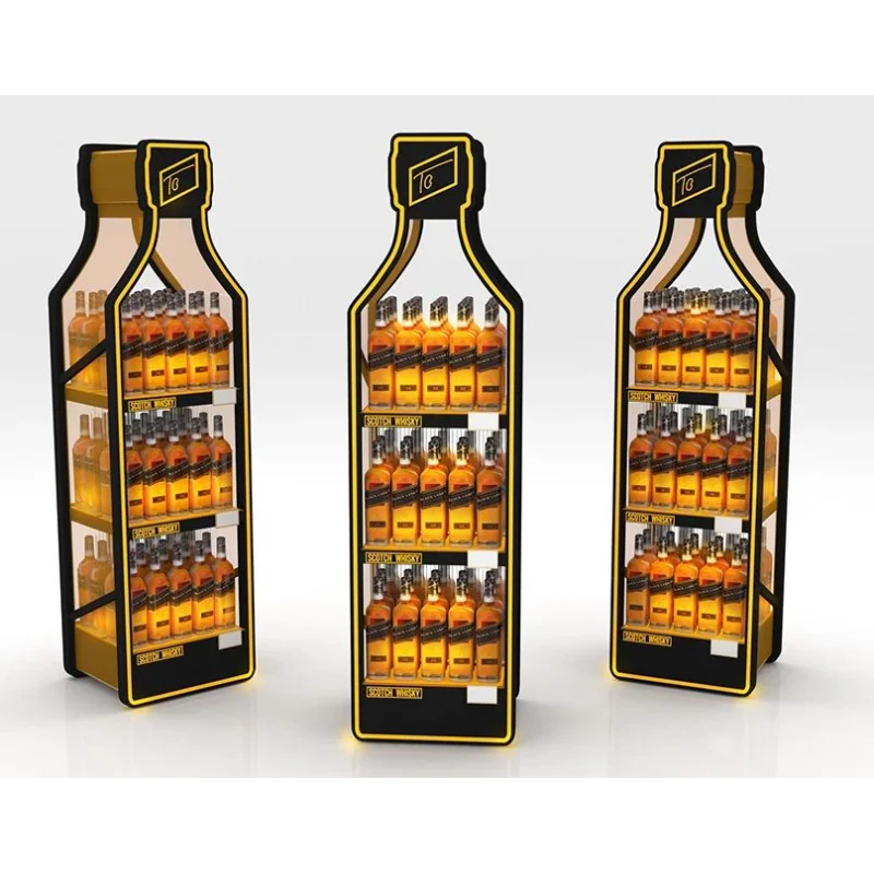 custom.Durable Custom Metal Beverage Display Rack Retail Shops Bottled Wine & Drinks