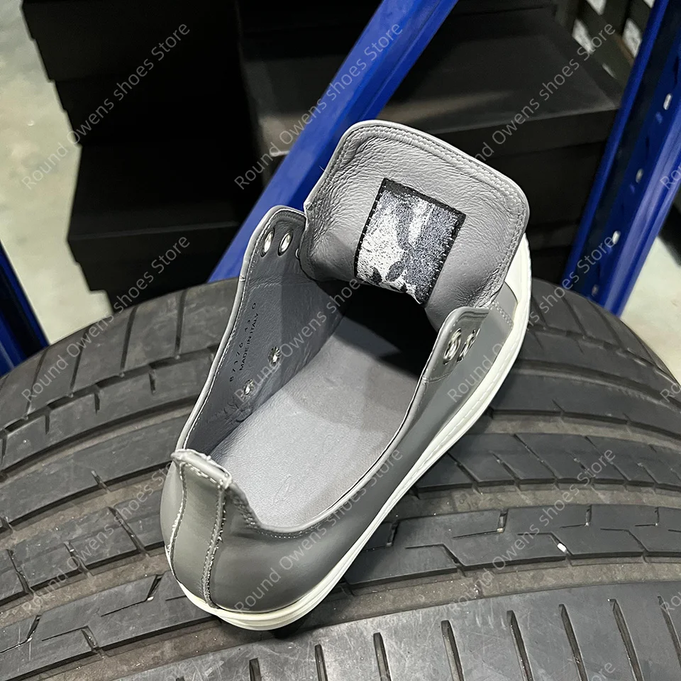 العلامة التجارية حذاء كاجوال الرجال جلد رمادي منخفض أعلى جودة جامبو الدانتيل يصل نعل سميك Ro الفاخرة مصمم المدربين النساء أحذية رياضية مسطحة