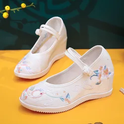 Xianhe Style Ishoes Nterior Height Increase Old Beijing Cloth Shoes For Women Paired With Hanfu High Heels Buckle Platform Shoes