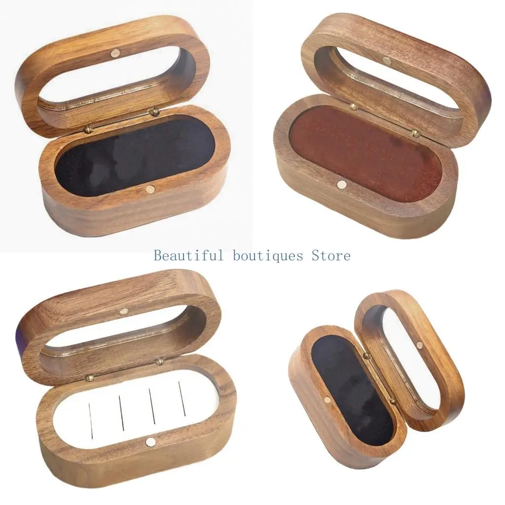 

U4LF элегантный ящик для хранения колец из черного ореха, многофункциональный чехол для ювелирных аксессуаров, стильный для с