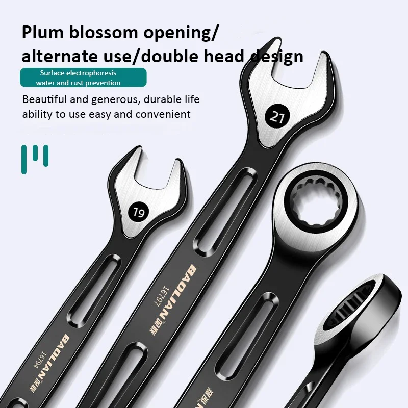 1PC Dual-purpose Ratchet Wrench 6mm-22mm Durable Open & Ring End Spanners Combination Ring Ratchet Wrench Car Repair Hand Tools