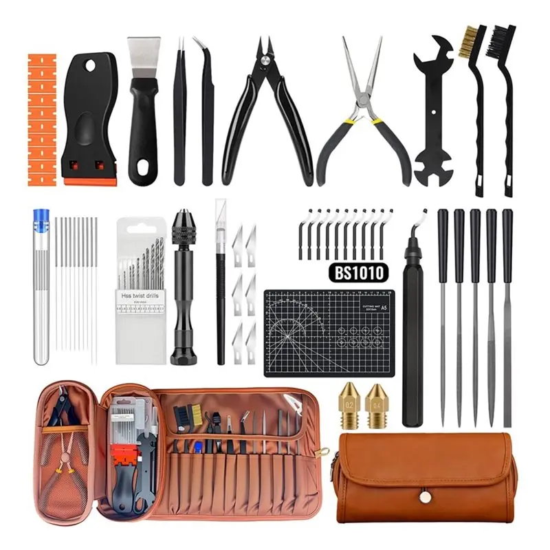 

ABIJ-Scrapers, Brushes, Deburring Tool, Hand Drill, Tweezers& More- For FDM/SLA 66Pcs 3D Printer Tools Kit